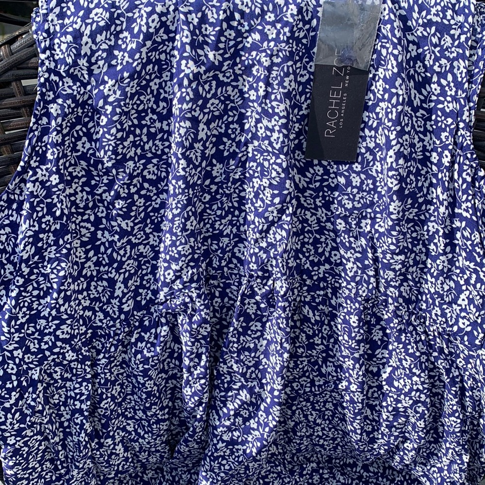 Rachel Zoe blue print sleeveless tunic top